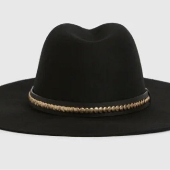 All Saints Accessories - All Saints Black Studded Crown Band Wool Western Texas Hold Em Fedora O/S NWT